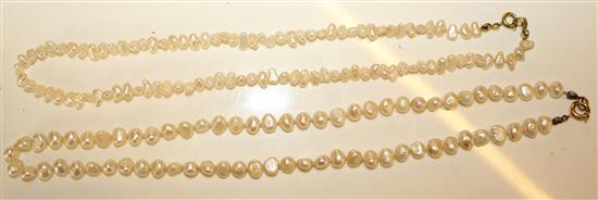 2 baroque pearl necklaces